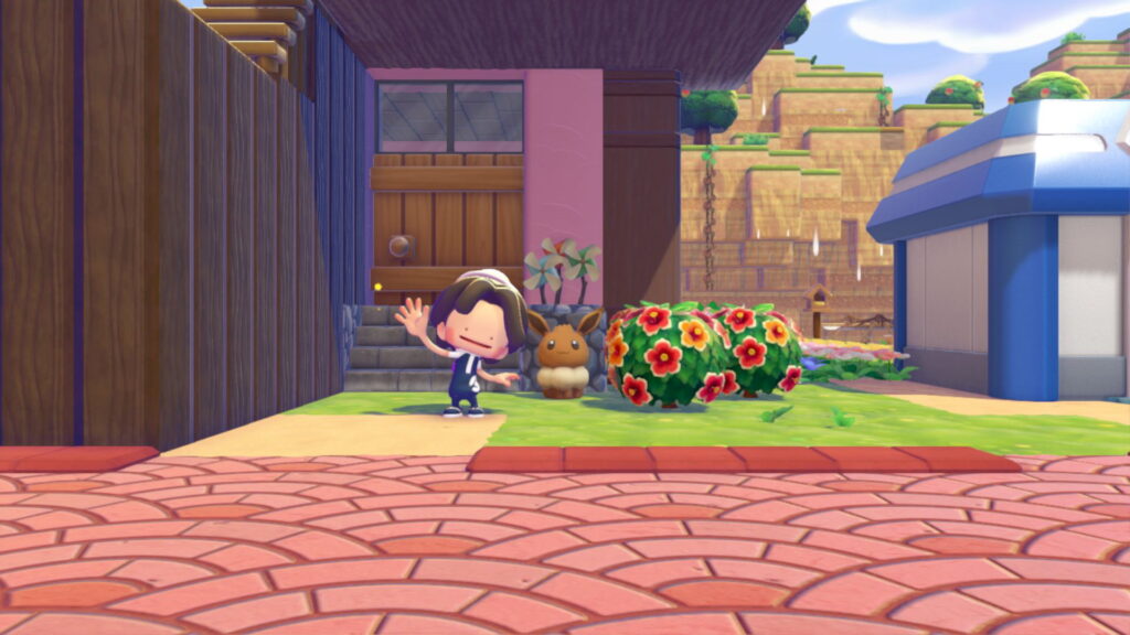 Pokemon Pokopia Withered Wasteland Pink Hut custom build buildout feat. Ditto