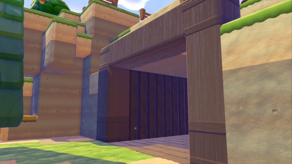 Pokemon Pokopia Withered Wasteland custom build log cabin tunnel through cliff wood