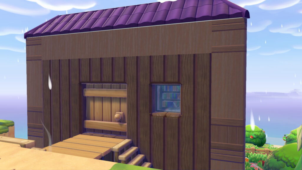 Pokemon Pokopia Withered Wasteland custom build log cabin tunnel through cliff wood