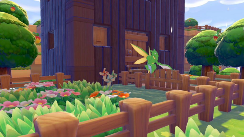 Pokemon Pokopia Withered Wasteland custom build log cabin tunnel through cliff wood feat. Scyther