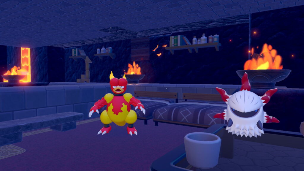 Pokemon Pokopia Rocky Ridges, a custom build for lava pokemon feat. Magmar and Larvesta